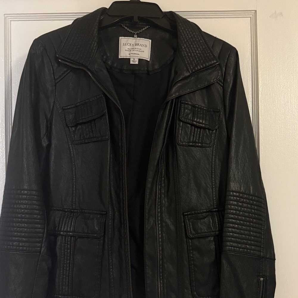 Lucky Brand Quilted Black faux Leather Jacket